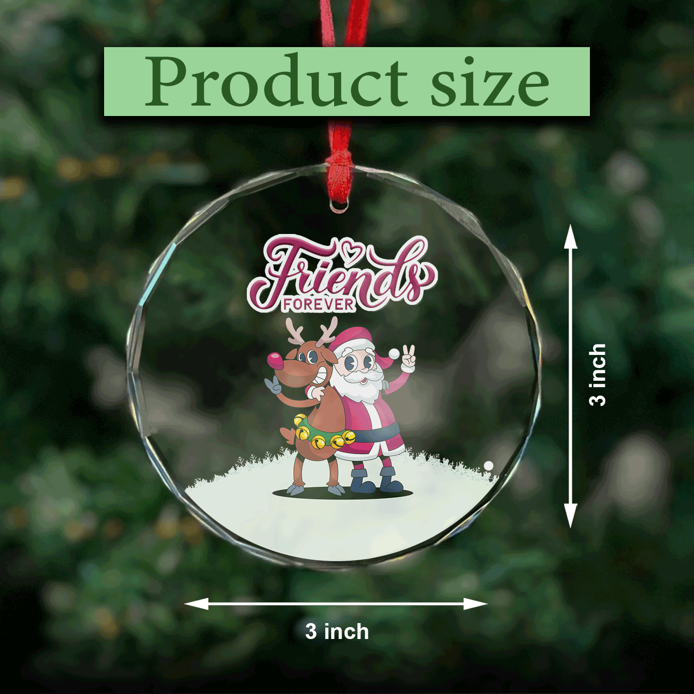 Friends Forever Christmas | Celebrate Santa and Rudolph's Friendship | Glass Ornament